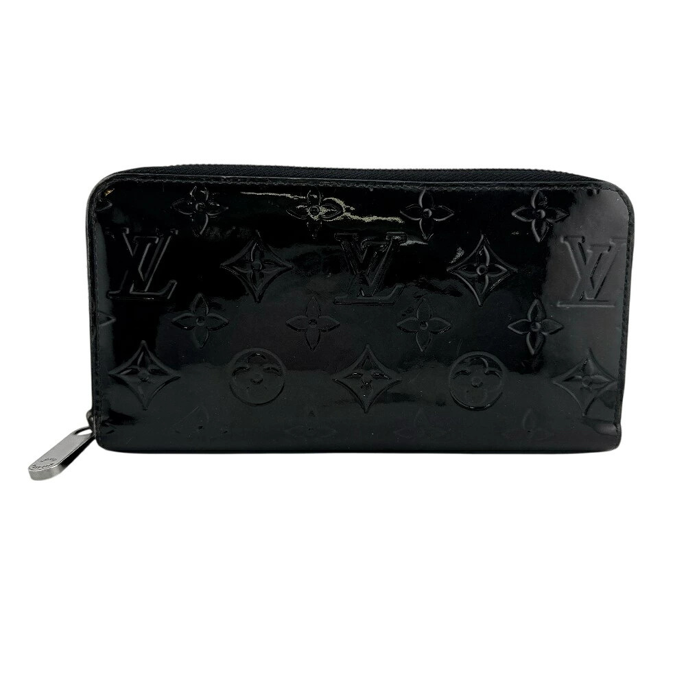 LOUIS VUITTON Round Zip Wallet Vernis Long Card Holder coin wallet Purse Black - Picture 2 of 4
